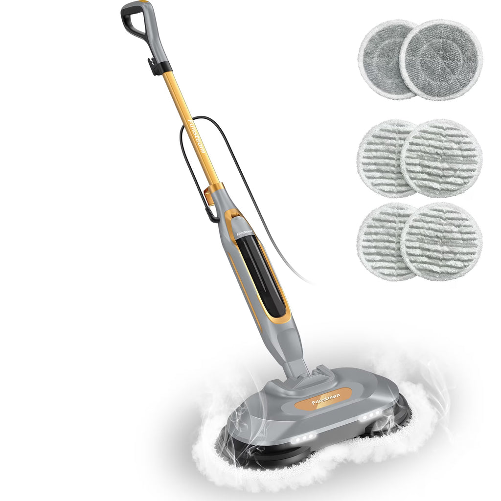 AlfaBot  Dual-Spin Steam Mop 230 RPM with 235°F Steam for Hardwood & Tile