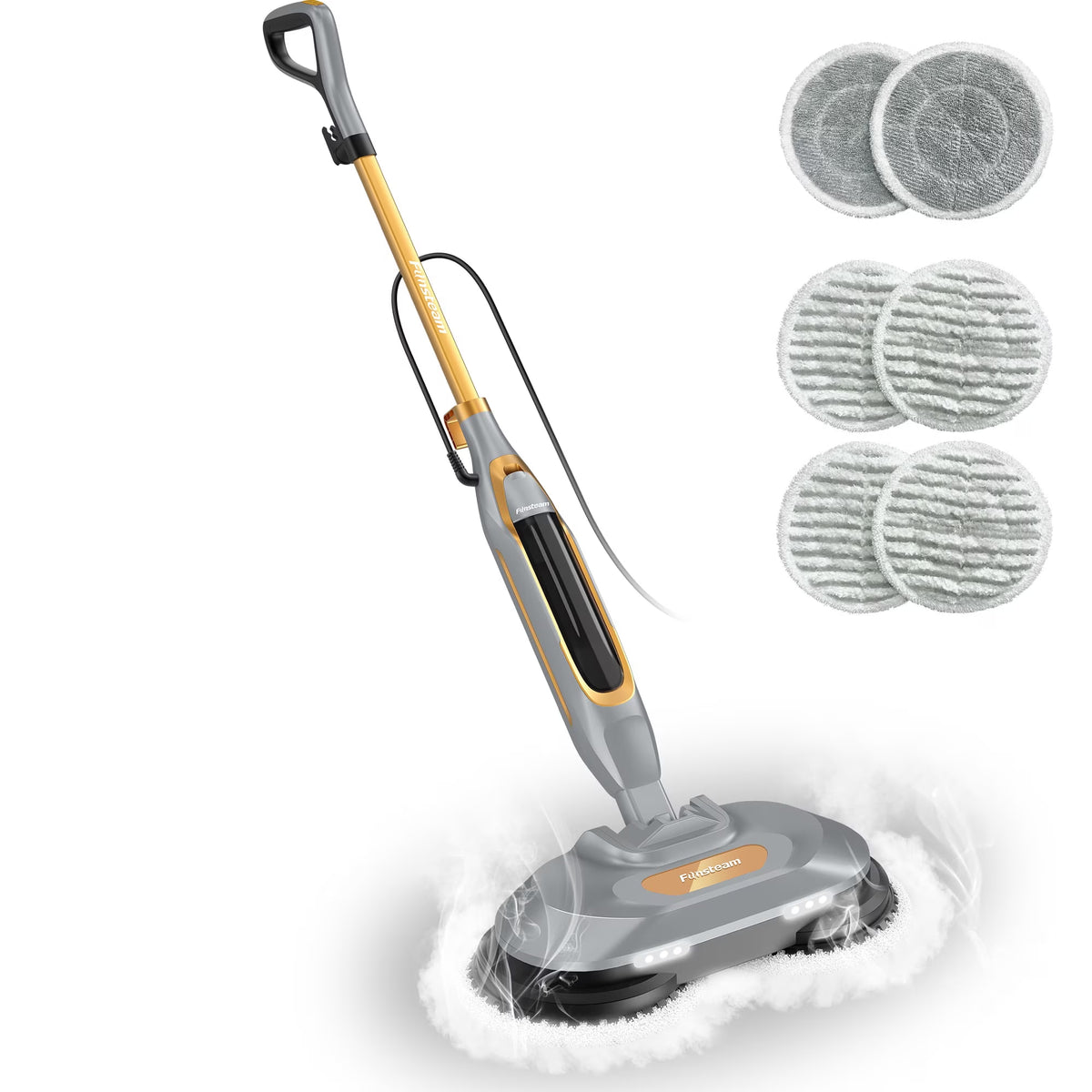 AlfaBot  Dual-Spin Steam Mop 230 RPM with 235°F Steam for Hardwood & Tile