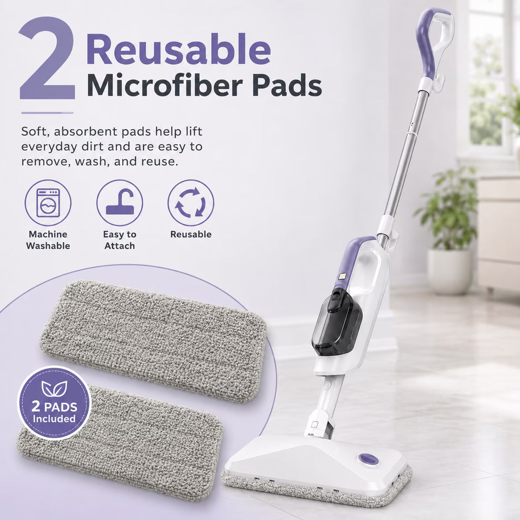 BOJUK 10-in-1 Steam Mop, Handheld Steamer for Tile, Hardwood, Laminate Floor, Quick Heat Up, Reusable Pads, Home Floor Cleaning D7