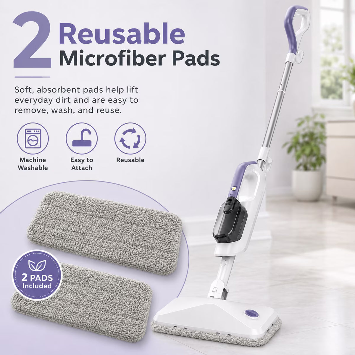 BOJUK 10-in-1 Steam Mop, Handheld Steamer for Tile, Hardwood, Laminate Floor, Quick Heat Up, Reusable Pads, Home Floor Cleaning D7