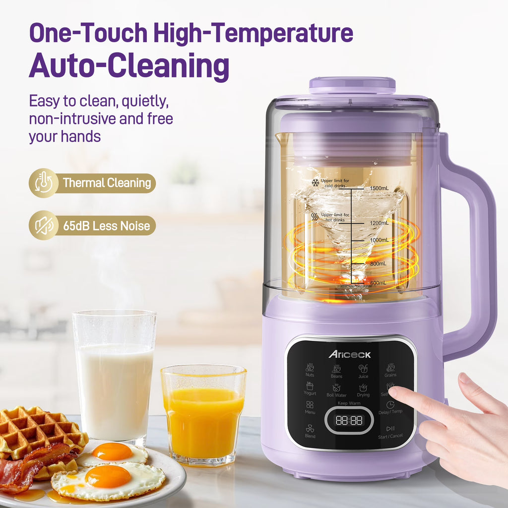 AlfaBot 50OZ Nut Milk Maker, 10-in-1 Automatic Soy Milk Machine for Homemade Oat, Coconut, Almond, Yogurt, with Self-Clean, Delay Start, Keep Warm Boil Water