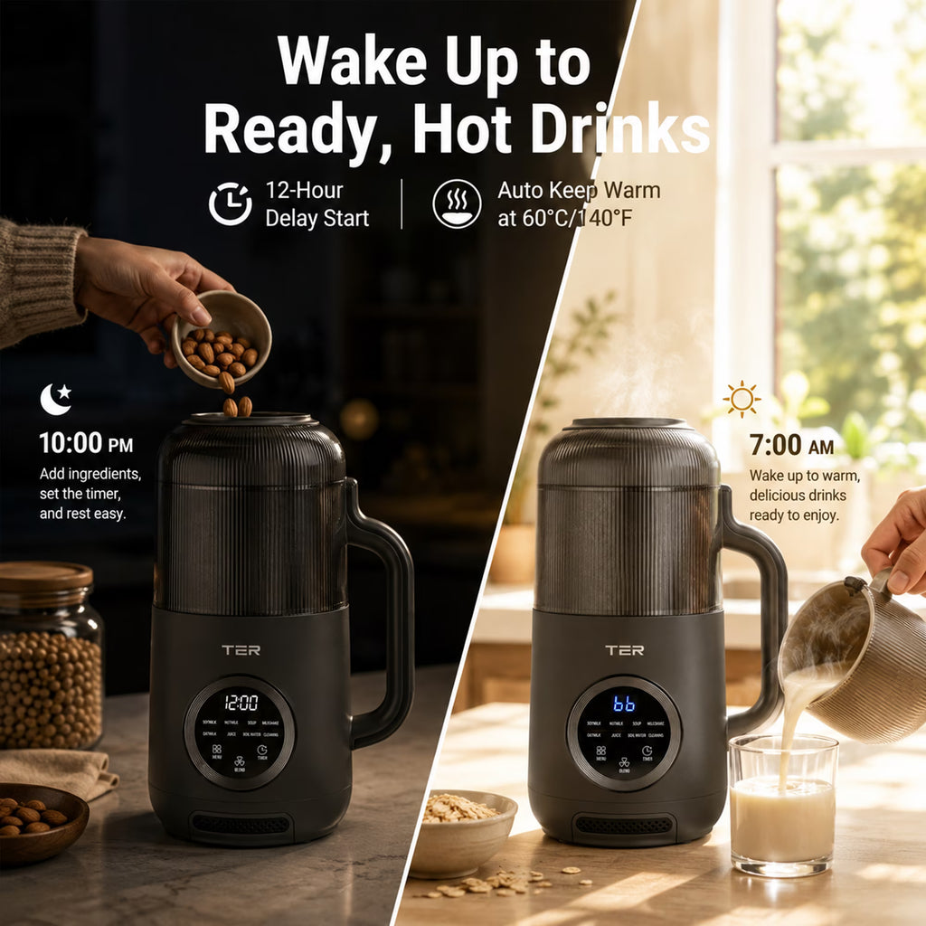 AlfaBot 40oz Nut Milk Maker, Automatic Plant-Based Milk Machine for Almond, Soy, Oat Milk, Soup and Smoothies