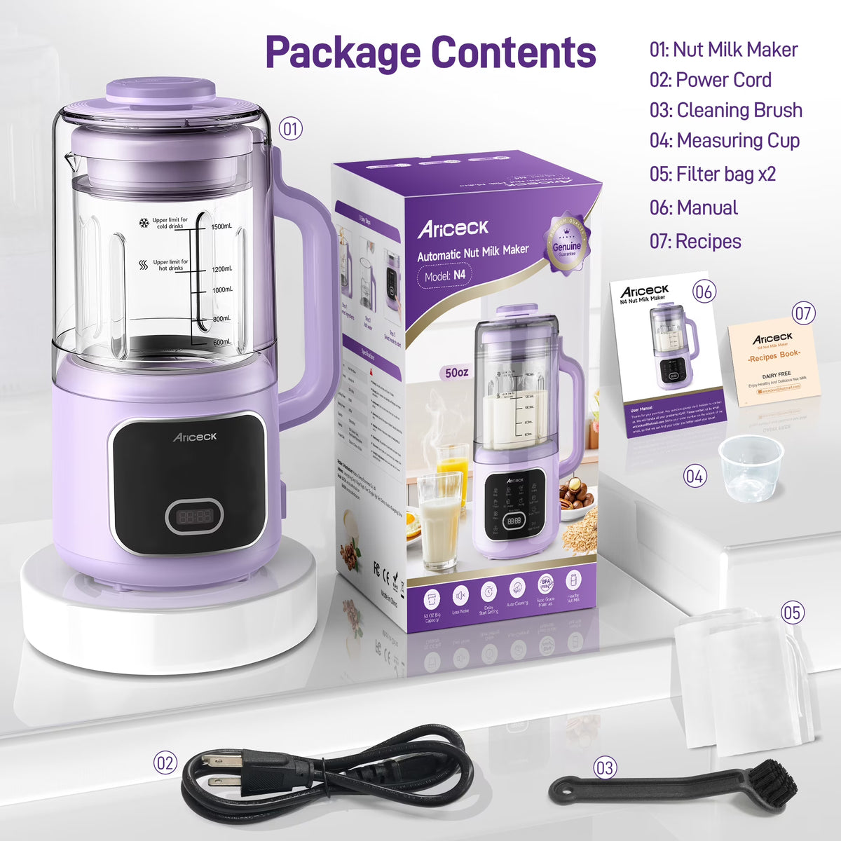 AlfaBot 50OZ Nut Milk Maker, 10-in-1 Automatic Soy Milk Machine for Homemade Oat, Coconut, Almond, Yogurt, with Self-Clean, Delay Start, Keep Warm Boil Water