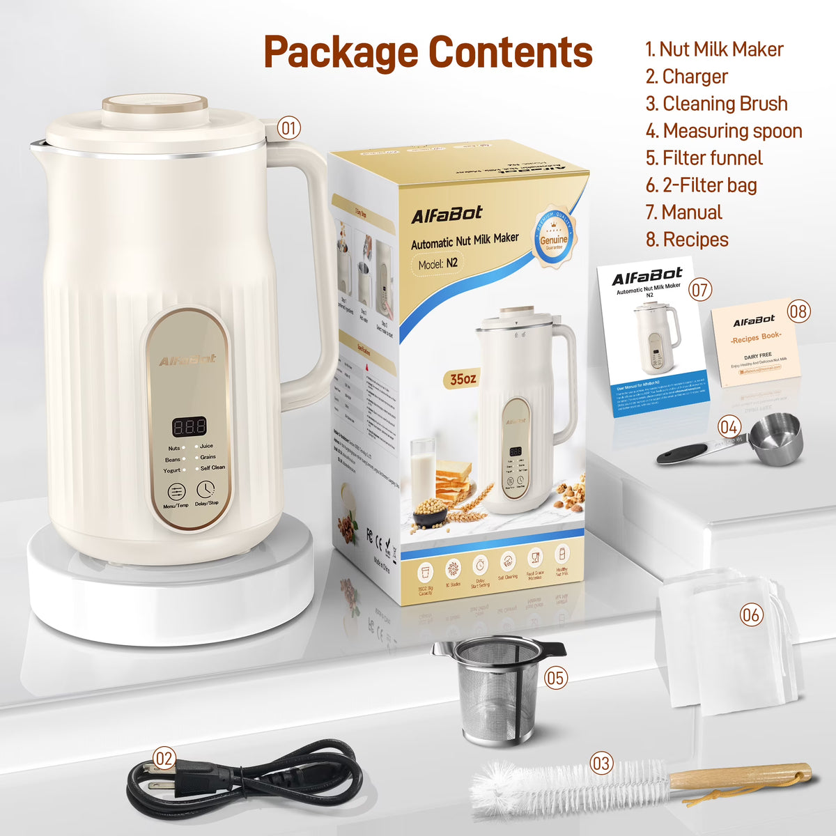 Nut Milk Maker, AlfaBot Automatic Nut Milk Maker ,Almond Milk Machine,Plant-Based Milk, Oat, Soy, Yogurt, ,Delay Setting& Auto Clean