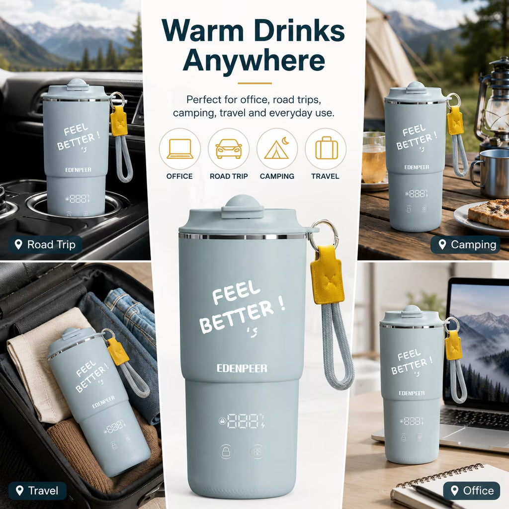 AlfaBot Temperature Control Heated Coffee Mug Smart Self Heating Travel Mug 14 Oz,Controlled Warmer Keep Coffee Hot Fast for Home, Office and Commute